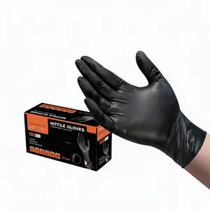 Gpcraft Thick Waterproof Black Nitrile Disposable Gloves, Food Grade, Latex-Free, Powder-Free, Touchscreen Compatible, Heavy Duty Nitrile Cleaning Gloves for Food Prep, Kitchen Cleaning, Household Use