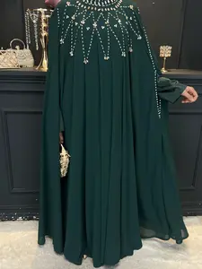 Luxury Crystal Beaded Abaya Set for Women(NCS022) – 2 Piece Open Abaya with Long Sleeve Inner Dress with Pockets (S–XXL)