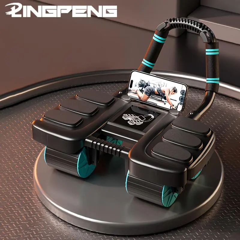 Smart Automatic Rebound Ab Roller, Abs Workout Machine, 4-Wheel Core Strength Trainer with Elbow Support, Portable Home Gym Equipment for Men & Women, At Home Gym Equipment, Smart Rebound Feature, Abdominal Exercise Roller
