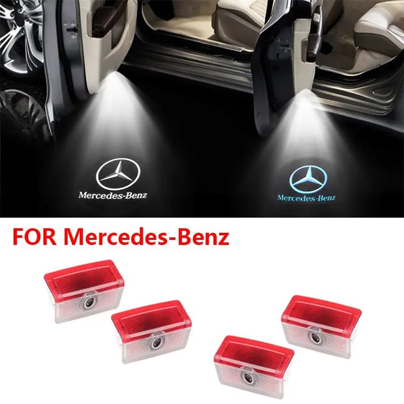 Mercedes-Benz Iron Shell LED Welcome Lights, Multiple Star Logo Options, Fits C-Class E-Class Glc/gle/a-Class 2010-, Car Door Ground Lamp Upgrade Parts