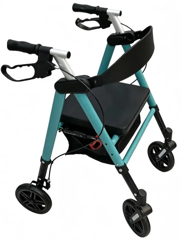 Walking Independence Rollator Walker for Seniors - Aluminum Frame, 15 Lbs Ultra Lightweight, 300 Lbs Weight Capacity, Memory Foam Adjustable Seat, 8" All Terrain Wheels, Spring Caster Front Fork Shock Absorbers, Foldable, Dual Adjustable Height
