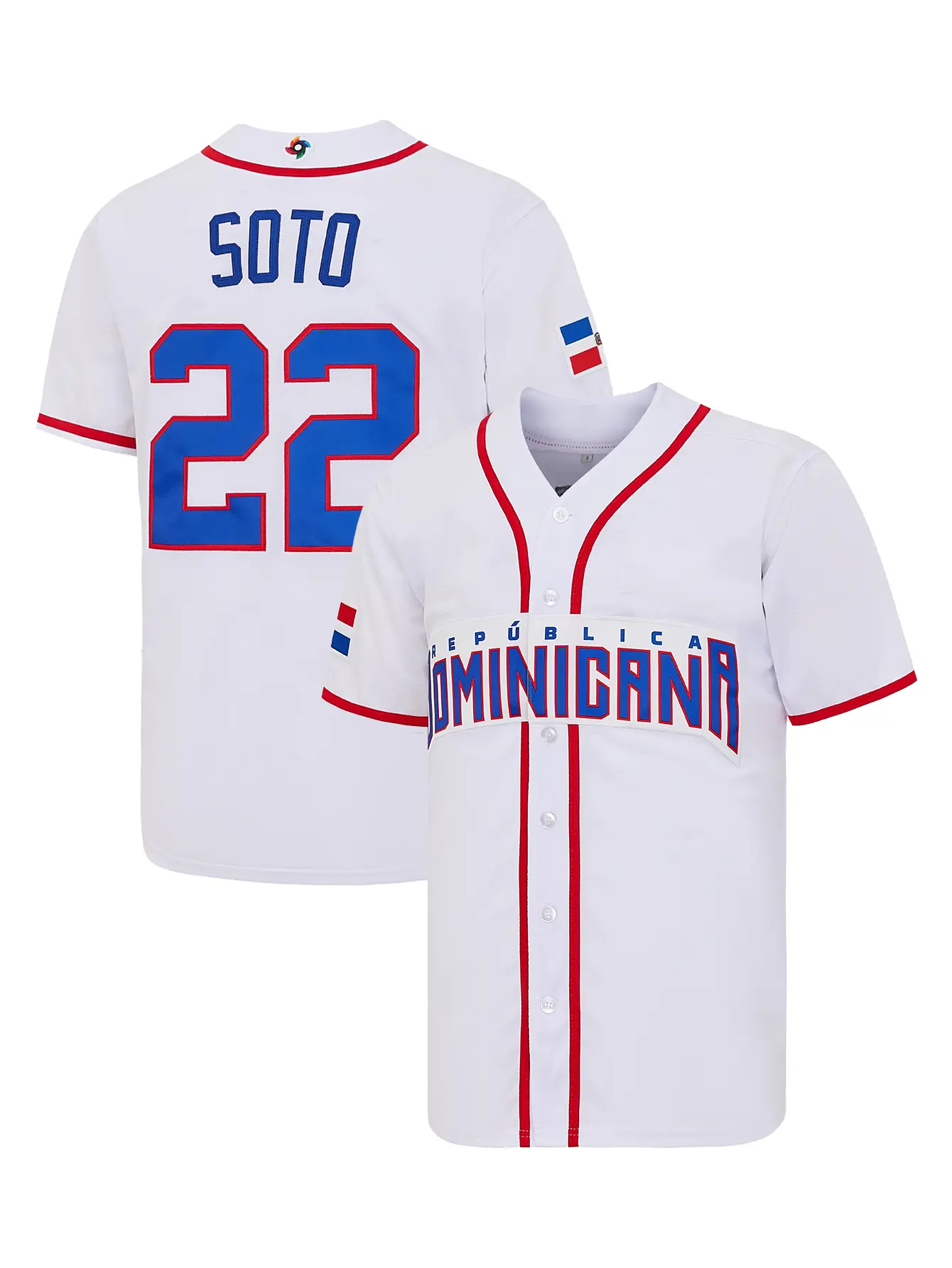 Men’s Juan Soto #22 Dominican Republic Durable Jersey Baseball, Full Premium Stitched Embroidery, WBC National Team Fan Apparel, Collectibles, Party & Watch Party Wear, Unisex Professional Sports Clothing
