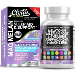 Clean Nutra Melatonin, Valerian Root, L-Theanine, Ashwagandha, Magnesium Complex, Lemon Balm & More for Women and Men Sleep Aid & Support Capsules - MagMelan