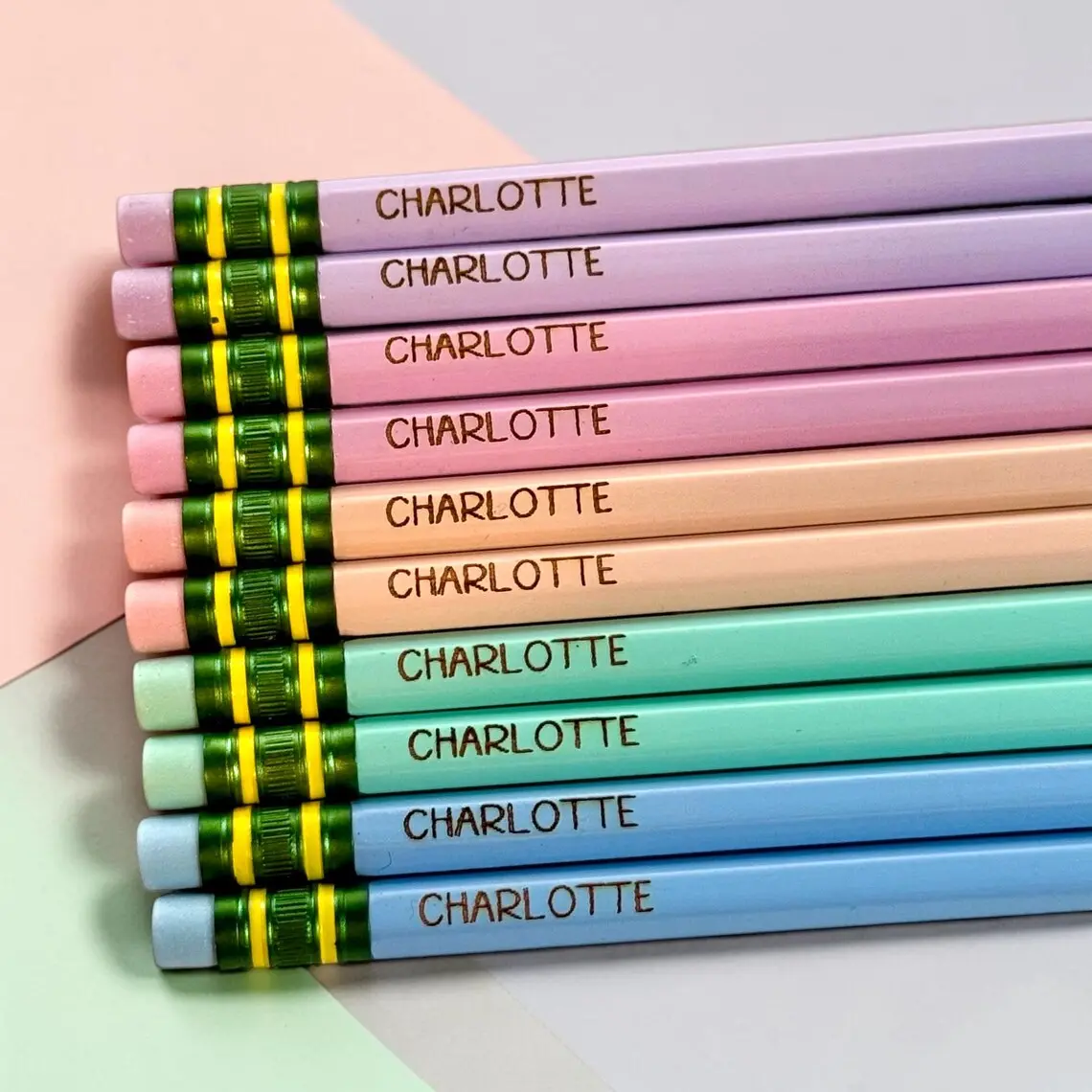 Engraved Student Name Pencils - Pastel - 10ct pack - Classroom school supplies
