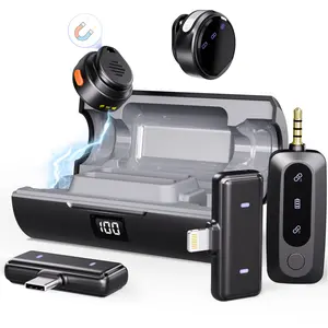 Moman Coin Wireless Lavalier Microphone Active Noise Cancellation With Lightning/USB-C/3.5mm Connector for iPhone/Android/Camera/Laptop/PC