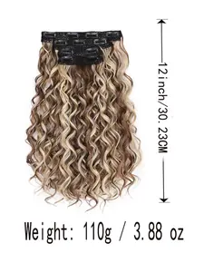 Curly Clip in Hair Extensions, 4pcs 16 Inch Soft Kinky Curly Synthetic Curly Hair Extensions, Lace Weft Soft Natural Hairpieces for Women