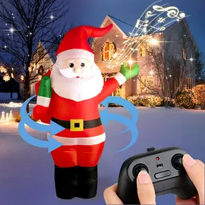 3 FT Tall Christmas Inflatable Santa Remote Control Blow Up Santa with 360°Rotation Forward & Backward Rechargeable Walking LED Music for Xmas Party Indoor Outdoor Decor