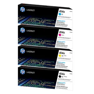 Genuine OEM 414X High Yield Toner Cartridge Bundle - Black Cyan Magenta Yellow - Pack of 4 - Compatible with Color LaserJet Pro M454 MFP M479 Series - 7500 Pages Yield