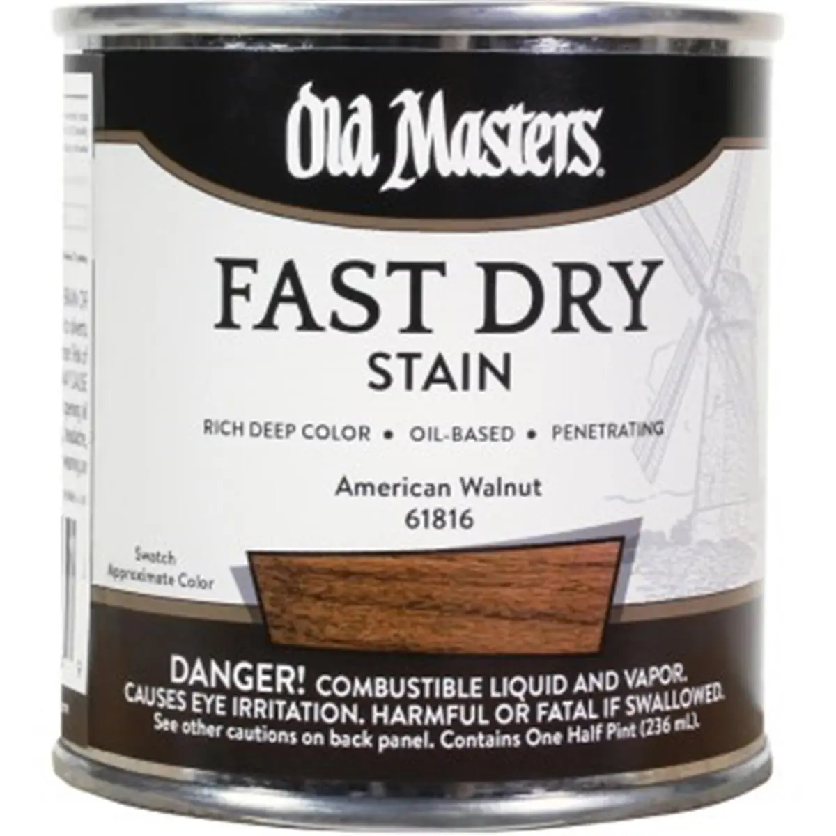 Old Masters 61816 0.5 Pint American Walnut Fast Dry Stain, Enhances Grain, Interior Wood