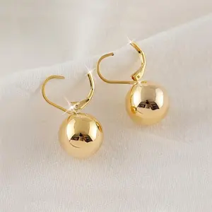 Women's Mini Round Donut Earrings - Designer-Inspired Metallic Small Earrings for Women, Gold Jewelry Copper Bead Ear Buckle, New Minimalist Niche Retro Versatile Fashion Costume Jewelry, Small Earrings Women