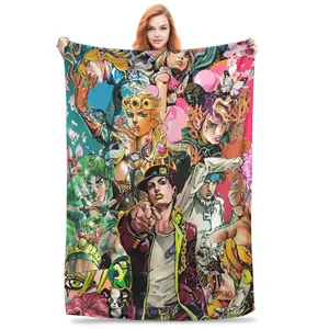 JOJO Bizarre Adventure Blanket Premium Flannel Ultra Soft Plush Throw Anime Merch Must Have Couch Bed Essential Fans Collection High Quality Material