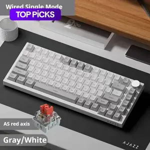 AJAZZ AK820 Wired Mechanical Gaming Keyboard, 75% Layout 82-Key Hot-Swappable Design with Metal Volume Knob, Gasket Structure and 5-Layer Filled PBT Keycaps, Ergonomic Keyboard for Esports & Office Use, Mechanical Keyboards #GLOBAL PICKS