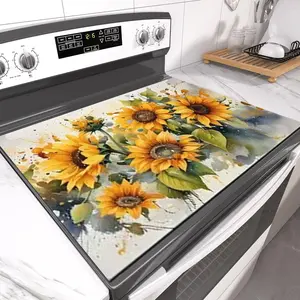 Sunflower Pattern Non-Slip Rubber Grill Mat, Stove Panel Protector, Perfect for Home Kitchen Decor, Multi-Purpose Stove Cover