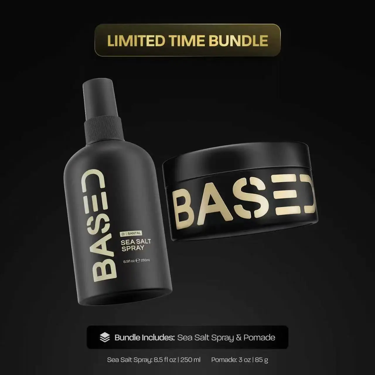 BASED Wave & Style Duo |Sea Salt Spray +Pomade |Beachy Texture & Medium Hold |Science-Backed, High Performance