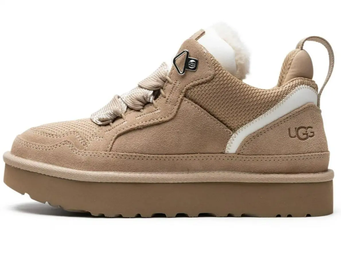 UGG Lowmel Sand Women's Fashion Sneaker, Comfortable Suede Low-Top Shoes with Cushioned Midsole and Lightweight Support