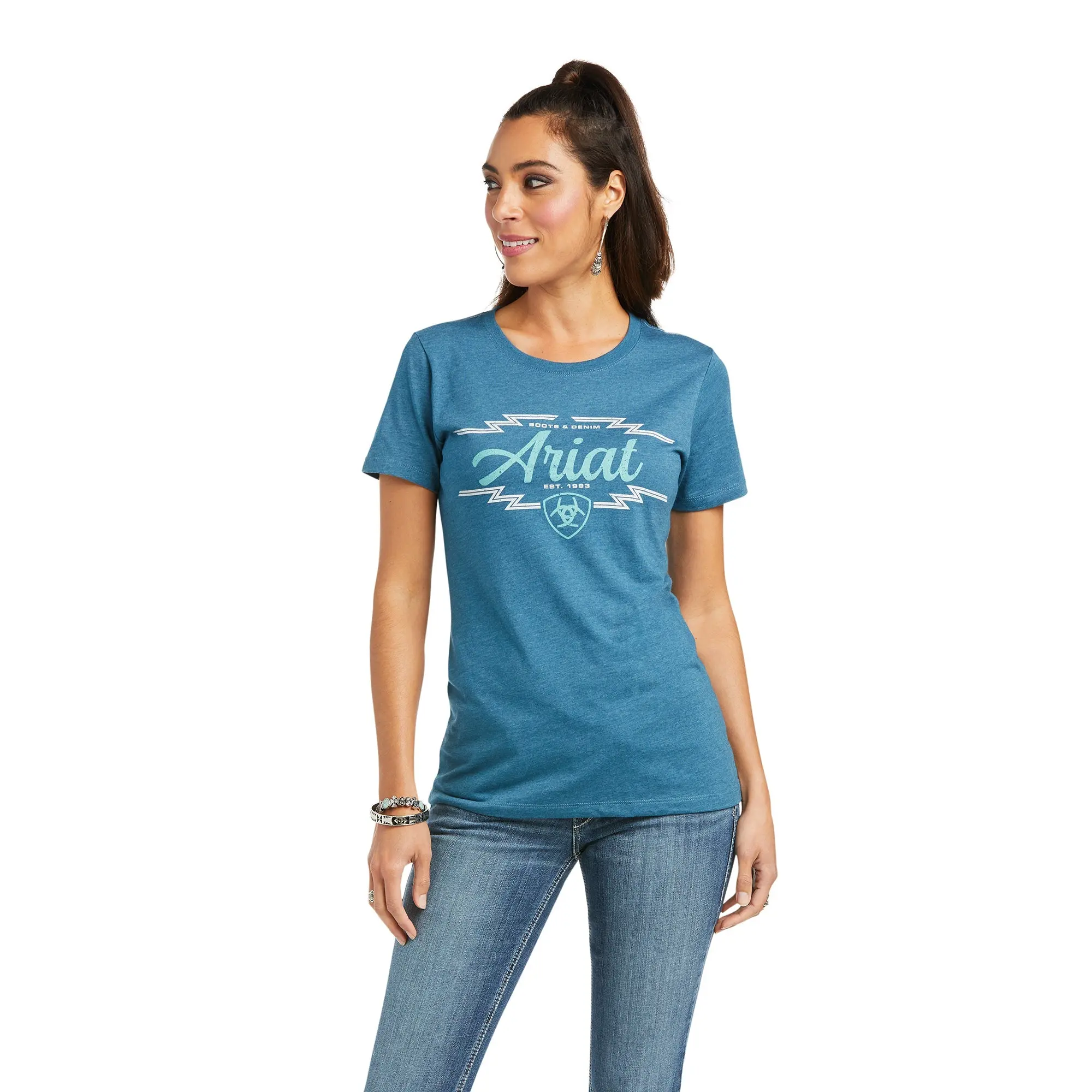 Ariat- Women South Western T- Shirt - Steel Blue