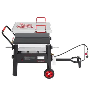 Creole Feast Single Sack Crawfish Seafood Boiler, Outdoor Propane Gas Cooker with Foldable Cylinder Bracket & Stainless Steel Stirring Paddle