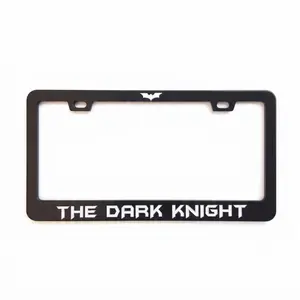 The Dark Knight Inspired Black Stainless Steel License Plate Frame | Bat Symbol Rust-Proof Car Gift