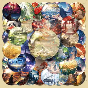 Creative Landscape Pattern Sticker, 100pcs/set Cartoon DIY Decorative Sticker, Scrapbooking & Stamping Supplies for Journal Making