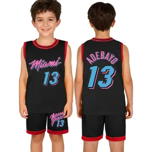 Adebayo 13 Basketball Jersey Shorts Set For Kids | Youth Boys Girls Athletic Uniform Kit | Breathable Quick-Dry Summer Activewear