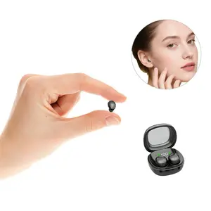 Mini Invisible Wireless Bluetooth 5.3 Micro Sleep , Hidden Earbuds with LED Screen for Small Ears Sleeping ，Exercise, Working, Hiking ANC Gaming Noise Cancelling  Bluetooth Earphones Headset Lightweight Magnetic Voice  Headset silent party headphones