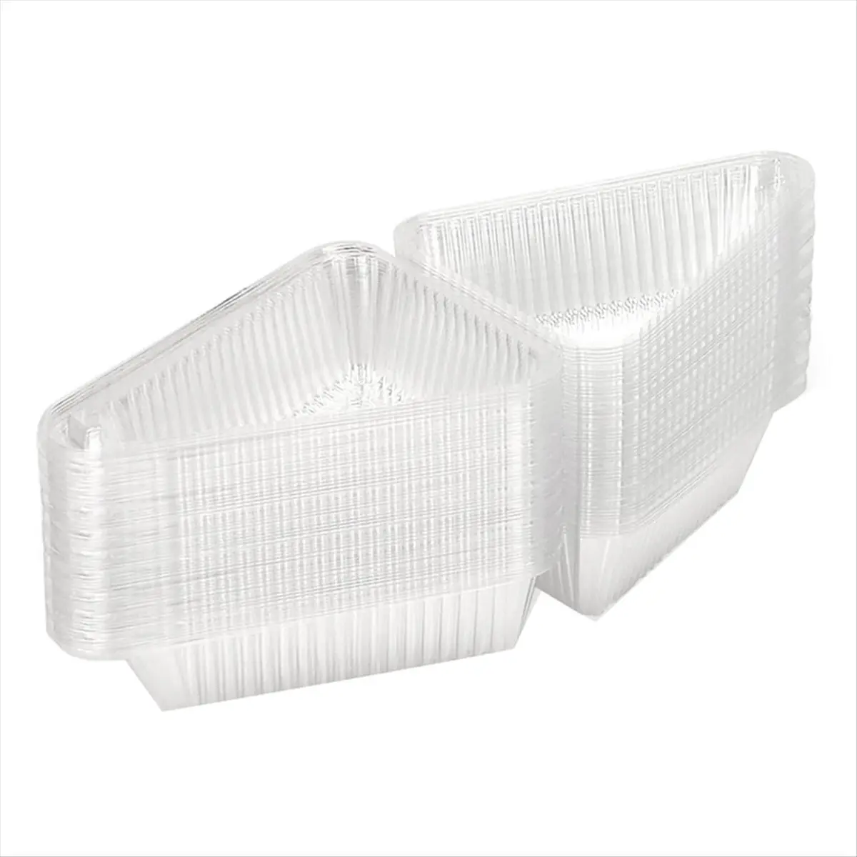 50Pcs Transparent Stackable Disposable Cake Slice Boxes with Hinged Lids, Strong Clasp, Compression-Resistant Tool Organizers, Carry Desserts Neat, Holds Pies Flans, Fits Refrigerators & Bags, Gentle Removal, Stackable Box
