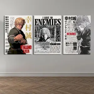 Vinland Saga Painting Print, Vinland Saga Set of 3, No Enemies,Thorfinn,Japanese Artwork, Gift for Anime Fans Framed Poster Gifts for boyfriend, Christmas gifts