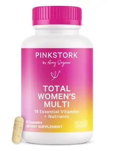 Pink Stork Total Women's Multi - 19 Essential Vitamins & Nutrients - 30 Capsules - Antioxidant Complex - US Healthcare Supplement - Zinc
