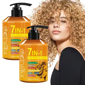 2bottle 280ml styling curling creams 7-in-1 Defining Styling Cream hair styling creams, containing Morocco nut oil, castor oil, rosemary essential oil, etc., can increase the puffiness and gloss of hair, make hair healthy, suitable for wavy and curly hair