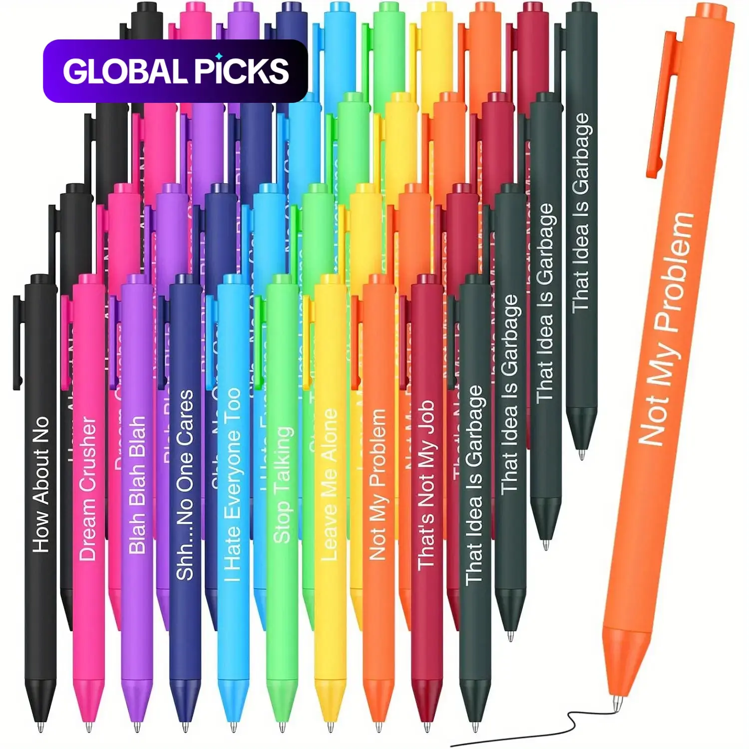 Humorous Ballpoint Pen Set, 10/40-Piece Novelty Unique Pens with Funny Sayings for Colleagues, Teachers, School, and Office Use #GLOBAL PICKS
