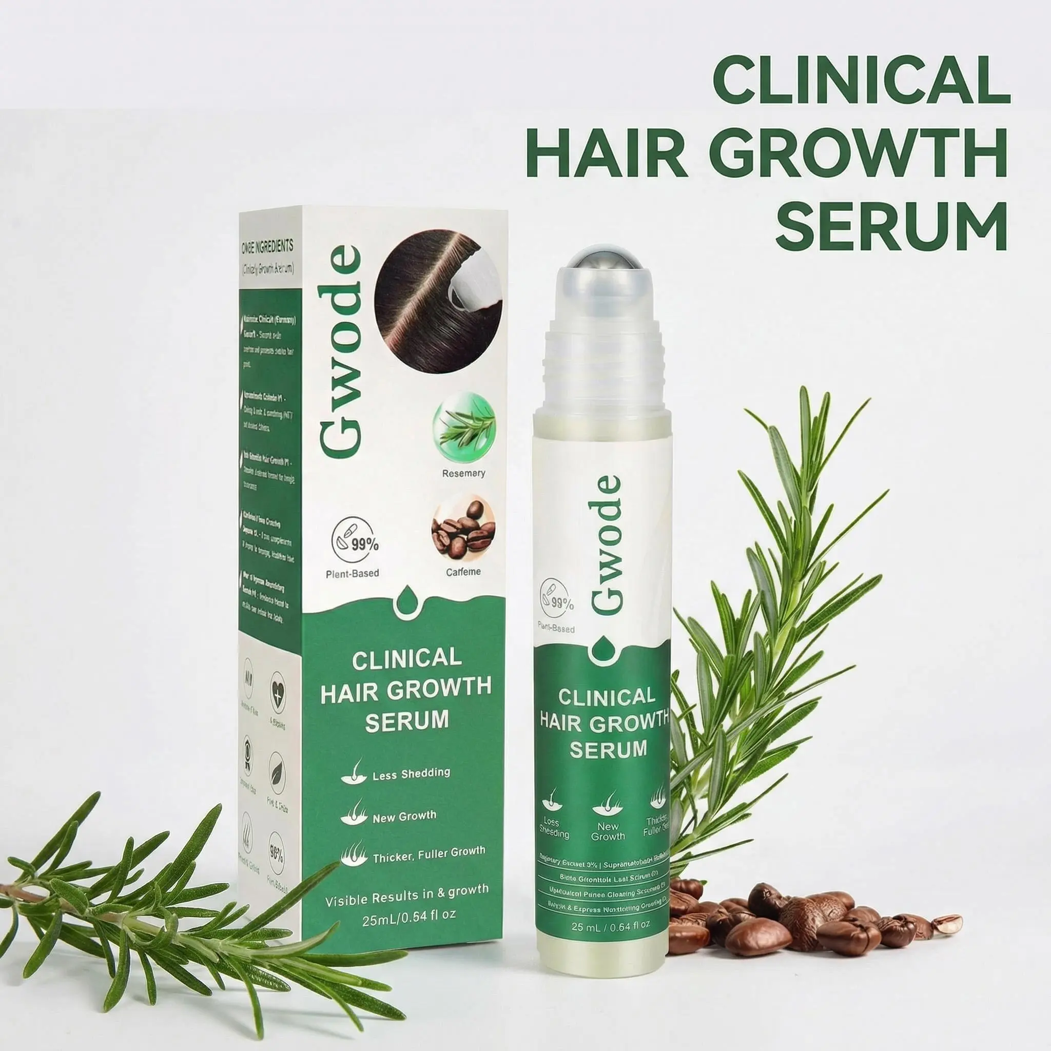 Gwode Rosemary Plant Hair Growth Scalp Serum - Unisex Smooth Haircare Essence, Compact Daily Scalp Care, Anti-Hair Loss & Thickening Solution for Personal Use & Gifting Gentle