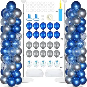 2 Sets Balloon Column Stand Kit with 100 Balloons Adjustable Balloon Tower Stand with Bases for Floor Balloons Column Kit for 2026 Graduation Birthday Appr