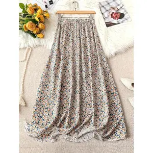 Women’s fully printed skirt, an elegant and fashionable casual long skirt suitable for everyday outdoor wear; summer women’s underwear GARMENTARY