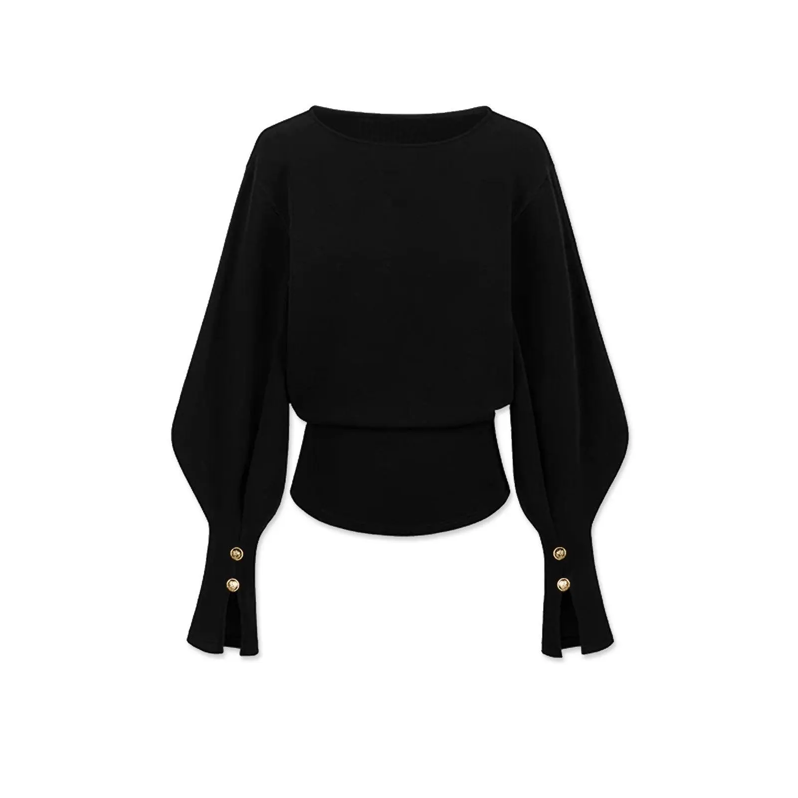 Lady's Fitted Bell Sleeve Cinched Hoodie, Basic Casual Women's Sweatshirt Top, Tops