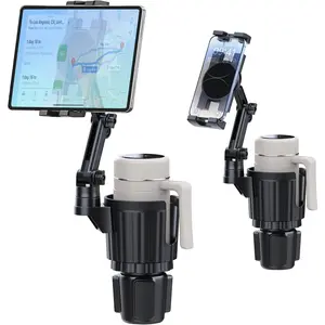 Cup Holder Tablet Stand, iPad Cup Holder Car Mount with Adjustable Arm, Compatible with Tablets iPhone 3- 11inch iPad Pro Air Mini, Fire, iPhone 15, Galaxy S24 Z Fold 5