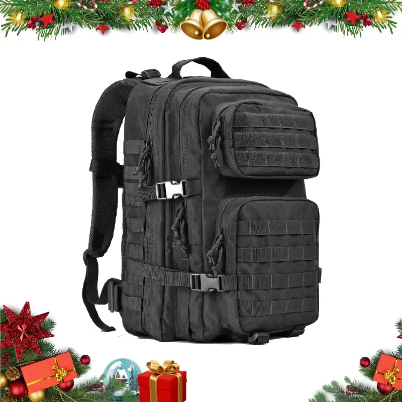 PIONERO 40L Tactical Backpack - Waterproof Durable High-Density Fabric Pack with Molle Webbing, USA Flag Patch, Organized Compartments for 3-Day Assault & Tactical Accessories, Waterproof Backpack