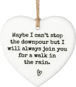 Maybe I Can't Stop the Downpour Plaque - Ceramic Heart Souvenir Hanging Friendship Plaque for Wall Decor, Hangable Wall Decor Gift - Decoration