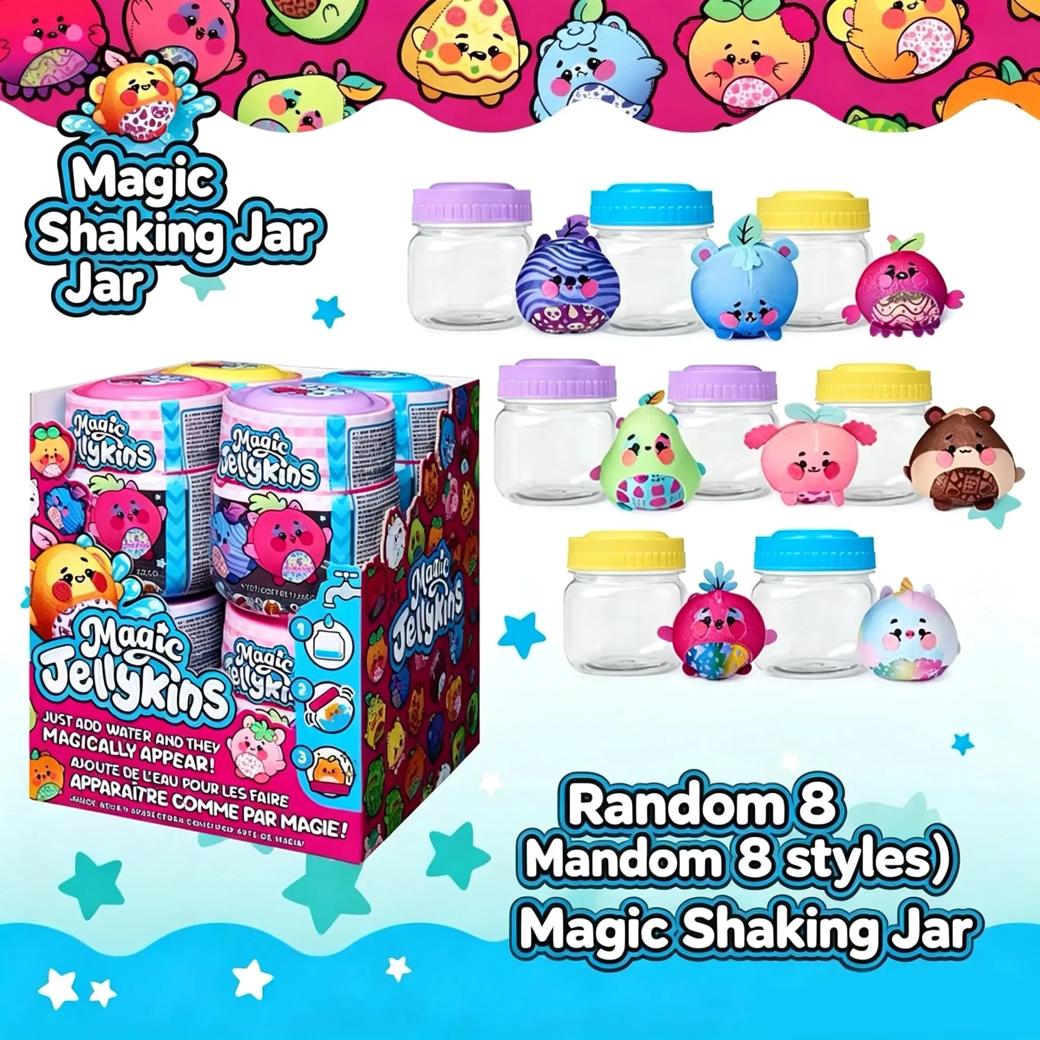 Magic jellykins plush. put water in the container, shake and discover your new stuffed animal (spin master )stress relief toy
