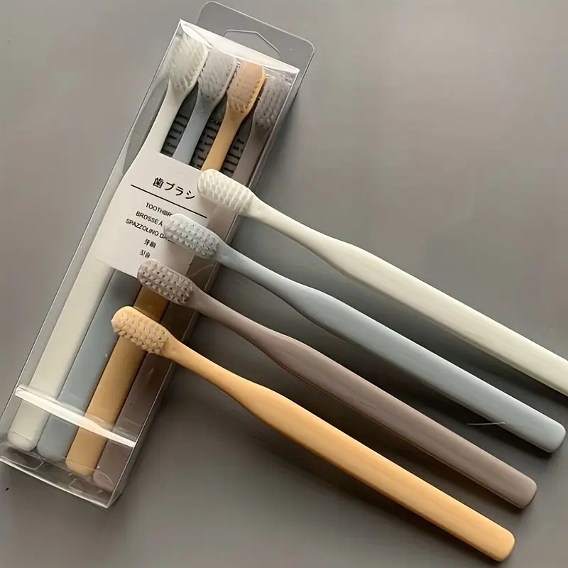 4pcs/box Japanese Toothbrush - Soft Bristle, Adult Small-headed, Disposable Household Manual Toothbrush, Teeth Cleaning Tool, Toothbrush Set