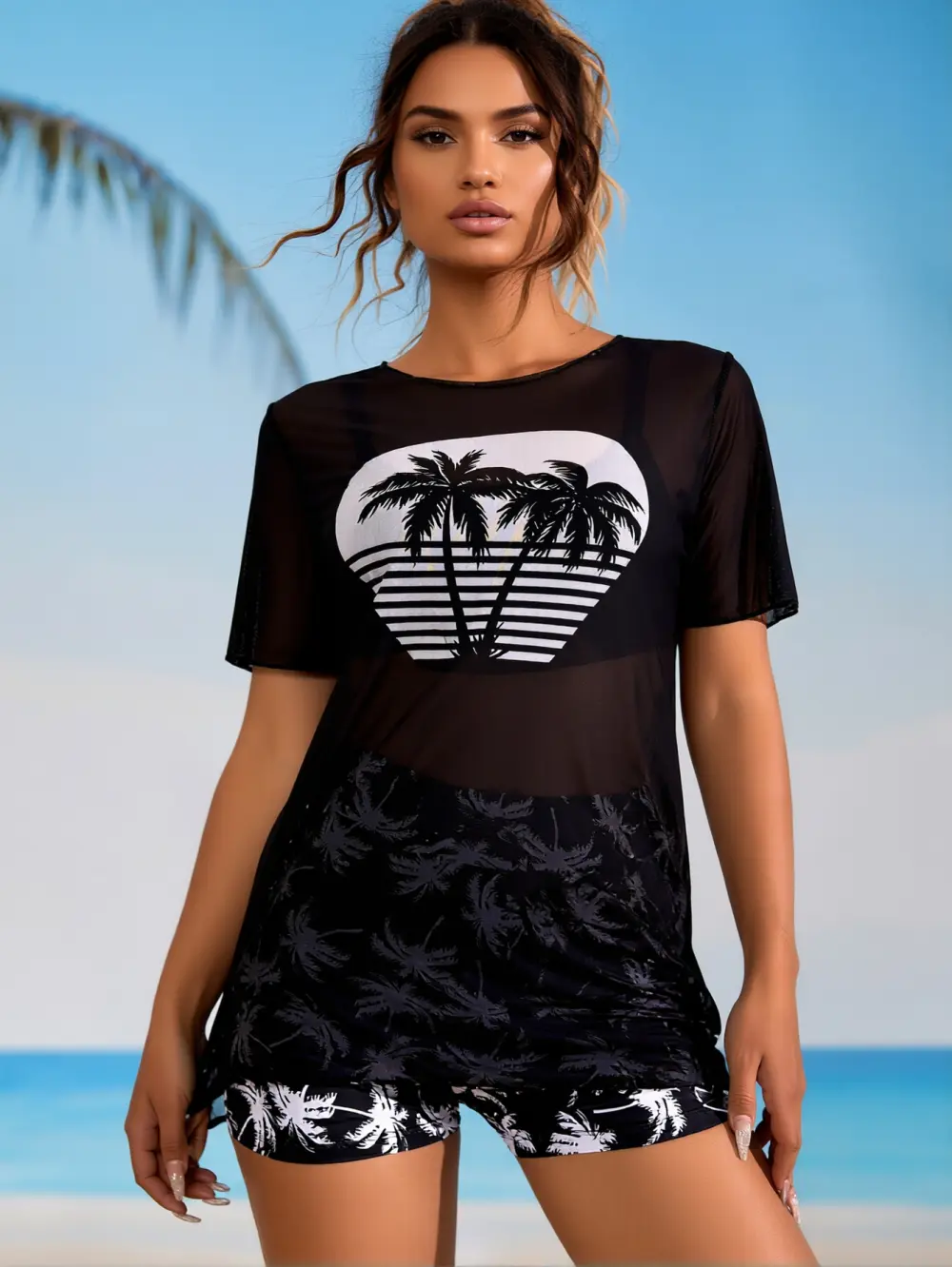 Women's High Waisted 2-Piece Tankini Swimsuit Set - Tropical Print Bikini Swimwear for Sports, Outdoor Beach Activities, Plus Size Options, High Waisted Bikini Sets, Bikini Swimsuits