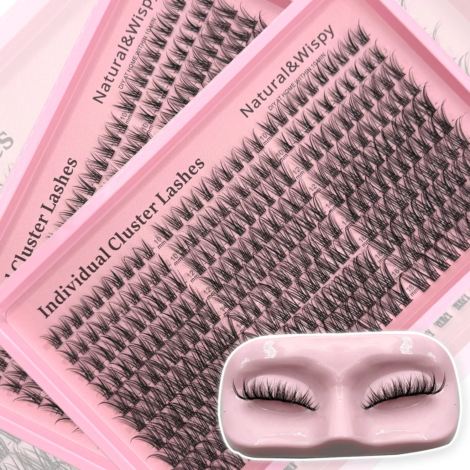 ORCHARD Wispy Lash Clusters Natural Cluster Eyelash Extensions 10-16mm DIY Cluster Lashes C Curl Individual Lashes 300pcs Eyelash Clusters Black Thin Soft Band Eyelashes Clusters