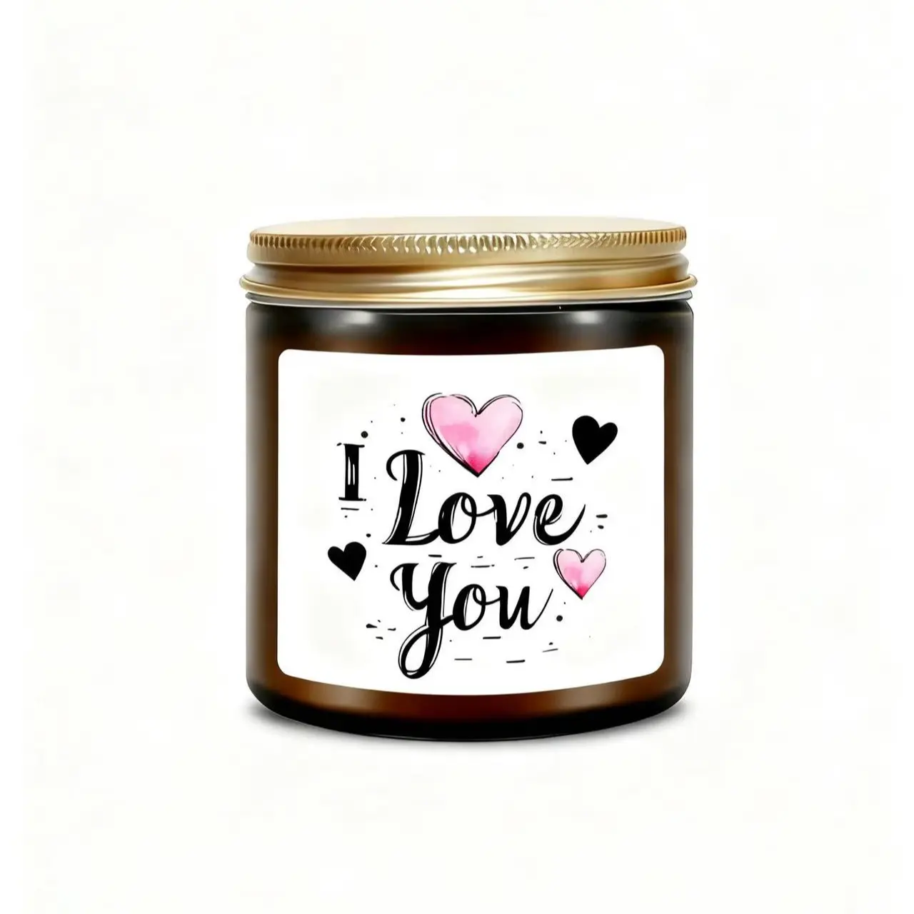 1piece romantic "I love you" candle, perfect for Valentine's Day - a perfect gift for couples, anniversaries, weddings, and birthdays. A scented, natural candle for home décor, packaged in a brown glass jar.