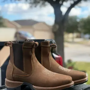 Work Boot Elastic Canela - Tan Suede with Black Rubber Sole for Comfort and Durability