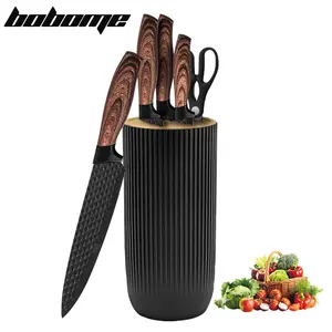 6-Piece Kitchen Knife Set, Chef Knife Set with Universal Knife Block for Kitchen,Stainless Steel Chef Knives – Anti-Rust Non-Stick Blades,Ergonomic Handles, Aesthetic Xmas Holiday Gift for Chef