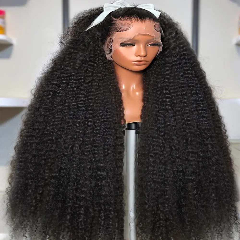 Gabrielle Hair 38 Inch Deep Wave Lace Front Human Hair Wigs For Black Women Brazilian Wet And Wavy Kinky Curly Wig 13x4 13x6 Transparent Lace Frontal Wig Natural Black 200% Density With Baby Hair summerwins