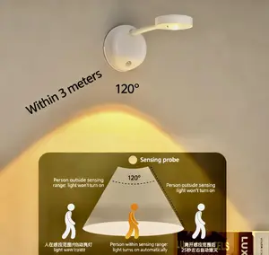 Wireless Motion Sensor Wall Lamp, Rechargeable Gallery Picture Light, 3 Color Dimmable LED Spotlight for Art Display Bedroom Stairs Living Room Kitchen