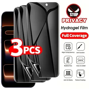3 Pieces Anti Spy Protective Hydrogel Film For iPhone 17/17 Pro Max/17 Pro/Air/16/16 Pro/16e/15/15 Pro Max/14/Plus/13/12/11/Pro/Max Screen Protector On iPhone X/XS/XS MAX/XR Soft Privacy Hydrogel Screen Protector Film Accessories