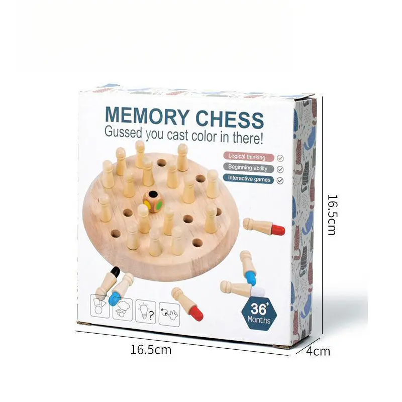 Educational Wooden Memory Chess Puzzle - 36 Pieces, 17cm Diameter, 4cm Height, Learning Family Strategy Board Game for Memory Training and Observation, Holiday Gifting