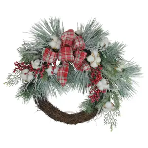 Northlight Red Plaid Bow Wreath