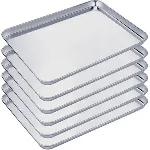 6 count Baking Sheet Set Stainless Steel Cookie Sheet Cookie Baking Pan Bakeware Oven Tray Dishwasher Safe Commercial Grade Pans(18x13x1 Inch)